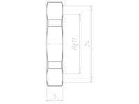 Polyamide (PA) Pg 11 and 24 Millimeter (mm) Wrench Size Black RAL 9005 Locknut