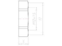 Polyamide (PA) M12x1.5 and 17 Millimeter (mm) Wrench Size Black RAL 9005 Locknut