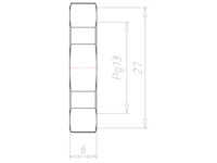 Polyamide (PA) Pg 13 and 27 Millimeter (mm) Wrench Size Black RAL 9005 Locknut