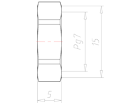 Brass Pg 7 and 15 Millimeter (mm) Wrench Size Thick-walled Version Locknut