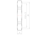 Brass M32x1.5 and 36 Millimeter (mm) Wrench Size Thick-walled Version Locknut