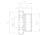Brass PG 7 to M8x1.25 with 15 Millimeter (mm) Wrench Size Ex e II Reduction Flange