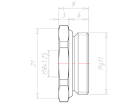 Brass PG11 to M8x1.25 with 21 Millimeter (mm) Wrench Size Ex e II Reduction Flange