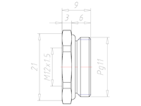 Brass PG11 to M12x1.5 with 21 Millimeter (mm) Wrench Size Ex e II Reduction Flange