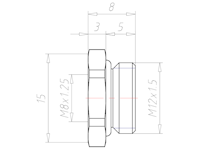 Brass M12x1.5 to M8x1.25 with 15 Millimeter (mm) Wrench Size Ex e II Reduction Flange