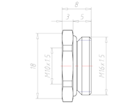Brass M16x1.5 to M10x1.5 with 18 Millimeter (mm) Wrench Size Ex e II Reduction Flange