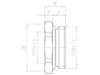 Brass M16x1.5 to M12x1.5 with 18 Millimeter (mm) Wrench Size Ex e II Reduction Flange