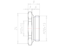 Brass M20x1.5 to M12x1.5 with 24 Millimeter (mm) Wrench Size Ex e II Reduction Flange