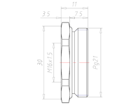 Brass PG21 to M16x1.5 with 30 Millimeter (mm) Wrench Size Ex e II Reduction Flange