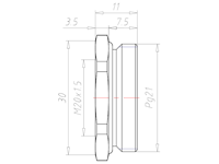 Brass PG21 to M20x1.5 with 30 Millimeter (mm) Wrench Size Ex e II Reduction Flange