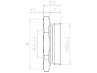 Brass M25x1.5 to M16x1.5 with 30 Millimeter (mm) Wrench Size Ex e II Reduction Flange