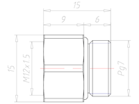 Brass Pg 7 to M12x1.5 Ex e II Extension