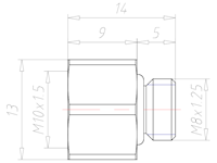 Brass M8x1.25 to M10x1.5 Ex e II Extension