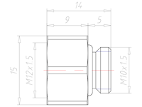 Brass M10x1.5 to M12x1.5 Ex e II Extension