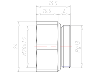 Brass PG13 to M20x1.5 Ex e II Extension
