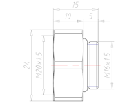 Brass M16x1.5 to M20x1.5 Ex e II Extension