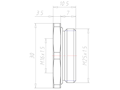 Brass M25x1.5 to M16x1.5 with 30 Millimeter (mm) Wrench Size Reduction Flange