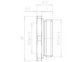 Brass M25x1.5 to M20x1.5 with 30 Millimeter (mm) Wrench Size Reduction Flange