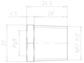 Brass NPT 1/2 Inch (in) to PG 9 Reduction Flange Adapter
