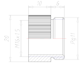 Brass PG11 to M16x1.5 Round Reduction Adapter