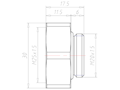 Brass M20x1.5 to M25x1.5 for 30 Millimeter (mm) Wrench Extension