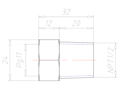 Brass NPT 1/2 Inch (in) to PG11 Extension Adapter