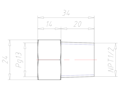 Brass NPT 1/2 Inch (in) to PG13 Extension Adapter