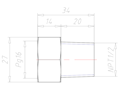 Brass NPT 1/2 Inch (in) to PG16 Extension Adapter