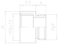 Brass PG 9 to M16x1.5 Extension Adapter