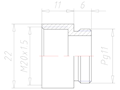 Brass PG11 to M20x1.5 Extension Adapter