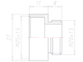 Brass M20x1.5 to M25x1.5 Extension