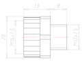 Lightgrey Polyamide M12x1.5 to M16x1.5 Extension
