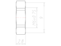 Brass M6x0.75 and 9 Millimeter (mm) Wrench Size Locknut