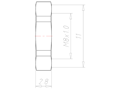 Brass M8x1.0 and 11 Millimeter (mm) Wrench Size Locknut