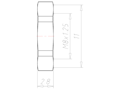 Brass M8x1.25 and 11 Millimeter (mm) Wrench Size Locknut